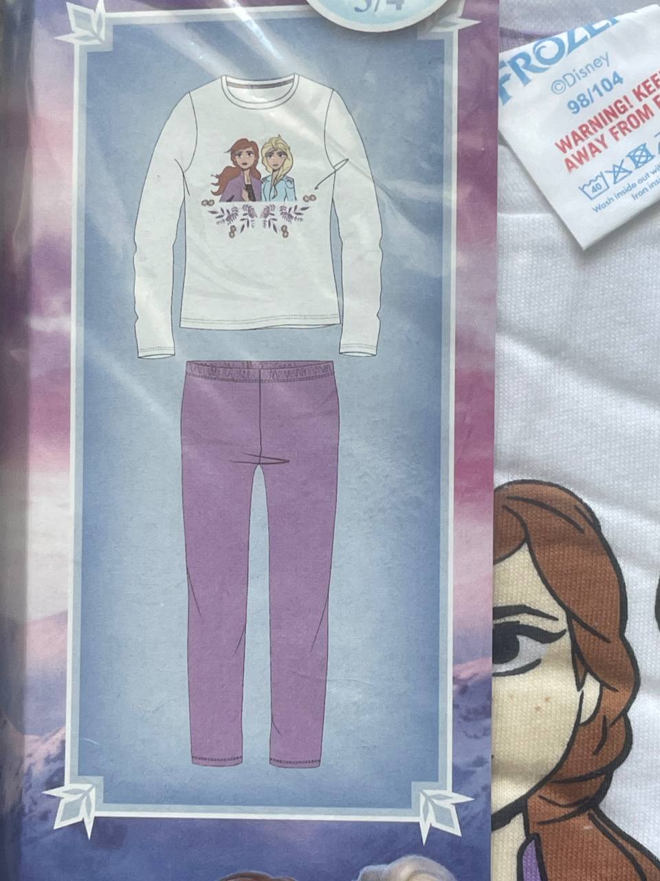 Frozen Mädchen Pyjama lang – Anna & Elsa | Gr. 98/104| 100% Baumwolle | SALE