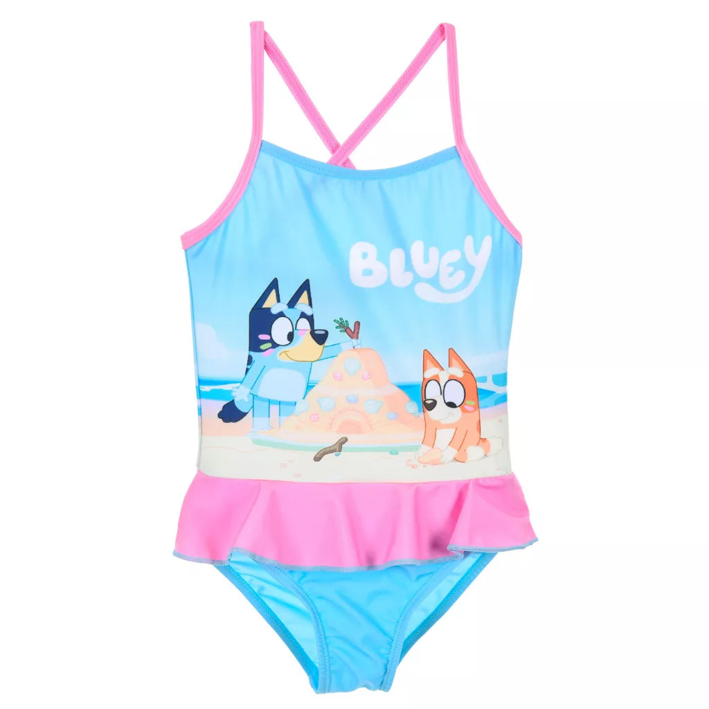 Bluey Mädchen Badeanzug mit Volant – Größen 98–110