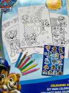 Paw Patrol Malset mit 8 Ausmalbildern, 6 Buntstiften & Stickern