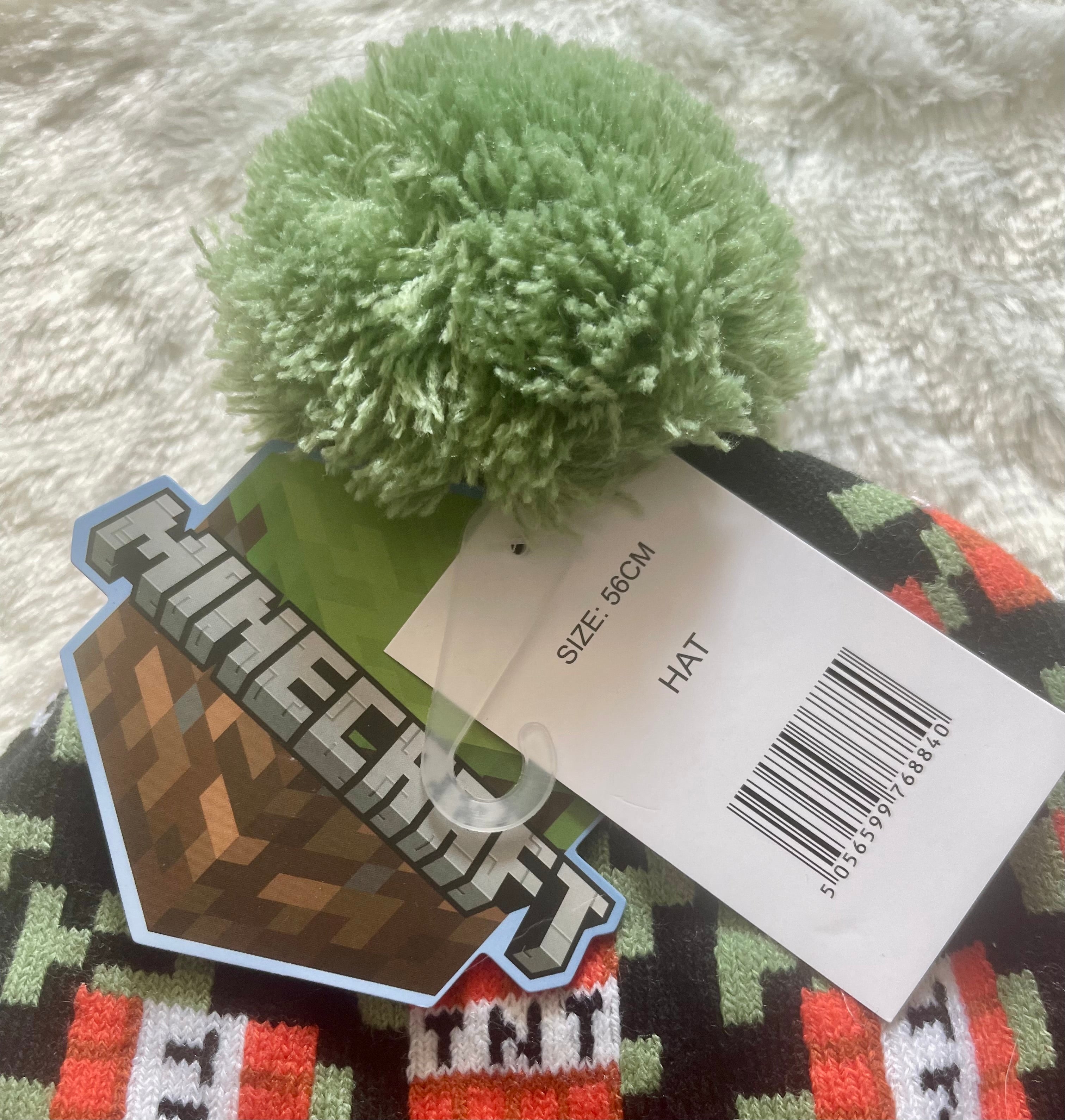 Minecraft Kinder Bommelmütze TNT – Grün/Schwarz | Gr. 56