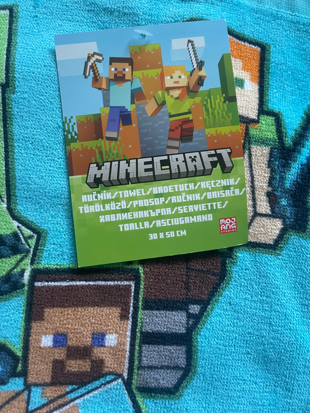 Minecraft Gesichts-/Handtuch 30x50cm (türkis)