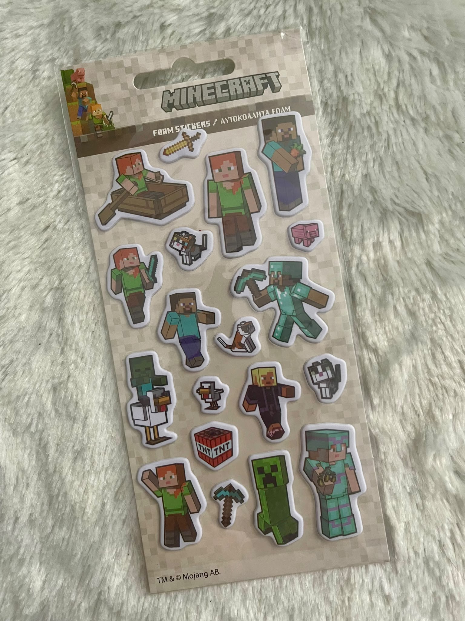 Minecraft Pixel Pals Schaumstoff-Aufkleber – Puffige 3D-Sticker mit Steve, Creeper, Zombie und weiteren Charakteren